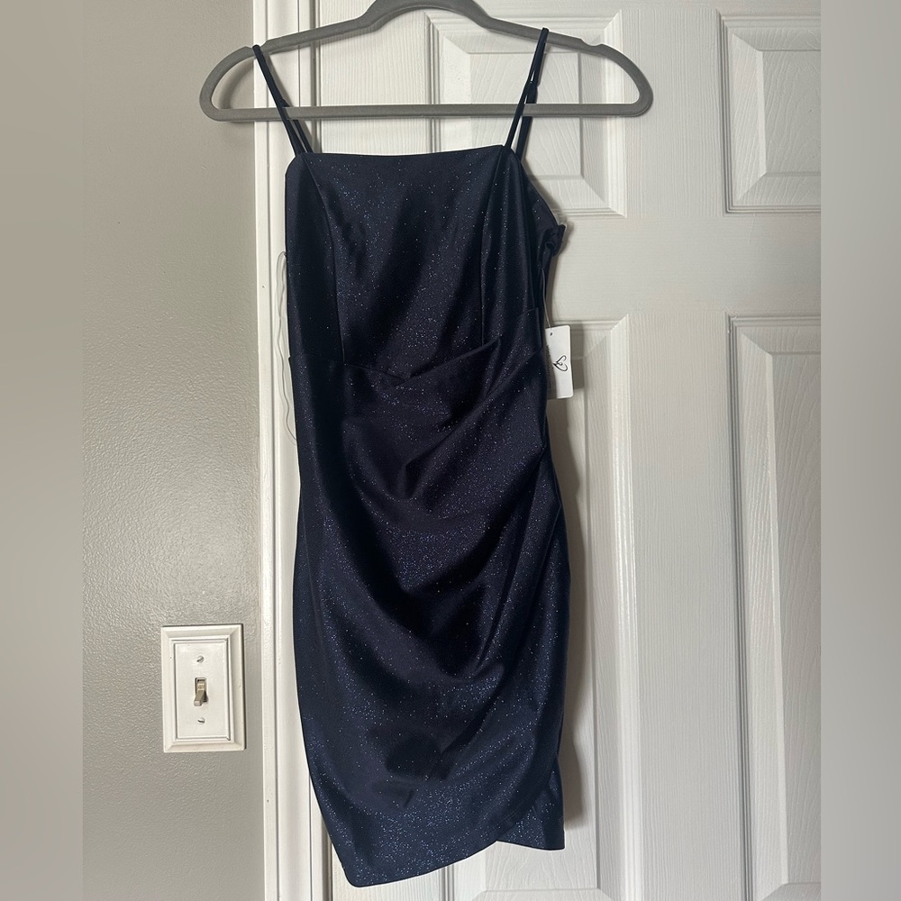 Dark blue sparkly mini dress